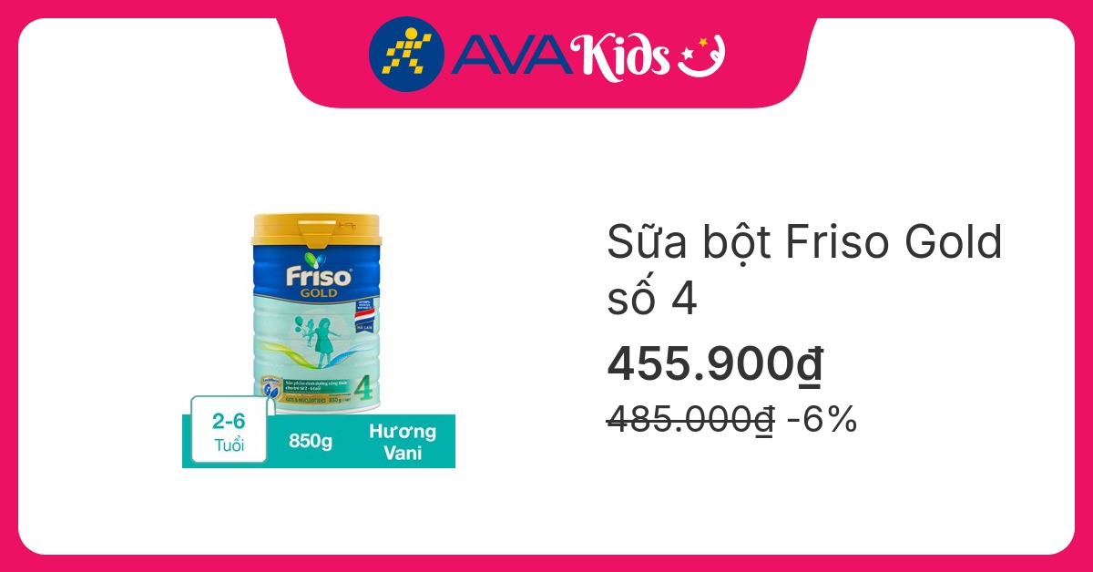 Sữa bột Friso Gold số 4 hương vani 850g (2 - 6 tuổi)