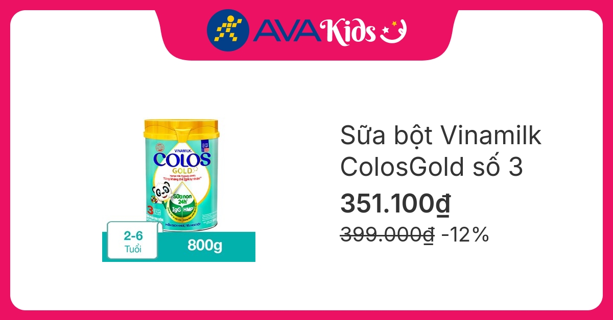 Sữa bột Vinamilk ColosGold số 3 (sữa non) 800g (2 - 6 tuổi)