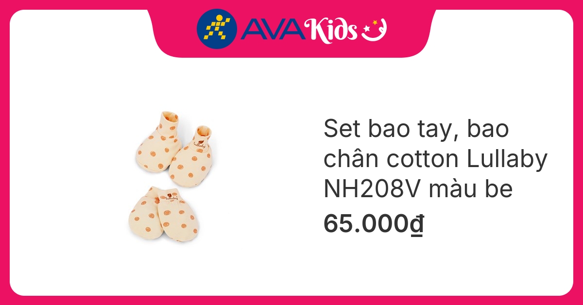 Bộ bao tay, bao chân Lullaby NH208V màu be (từ 0 – 3 tháng) hover