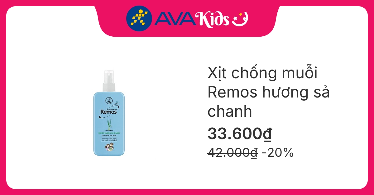 Xịt chống muỗi Remos 70 ml hương sả chanh (từ 4 tuổi)