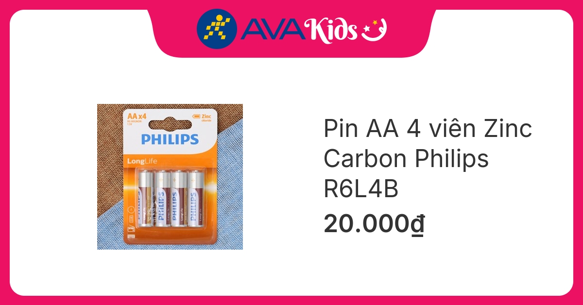 Pin AA 4 viên Zinc Carbon Philips R6L4B