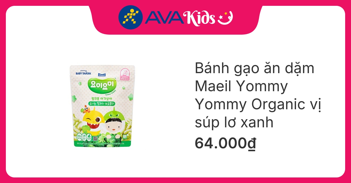 Bánh gạo ăn dặm Maeil Yommy Yommy Organic vị súp lơ xanh gói 25g (từ 7 tháng) hover