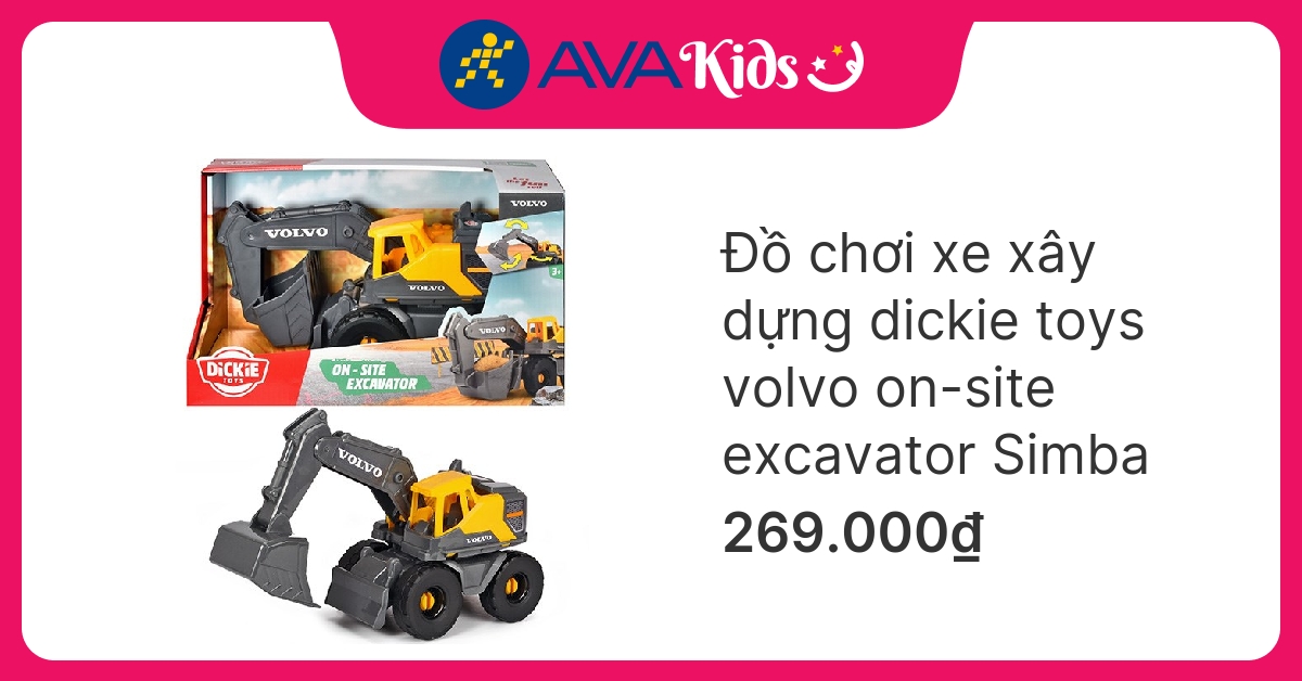 Đồ chơi xe xây dựng dickie toys volvo on-site excavator Simba hover