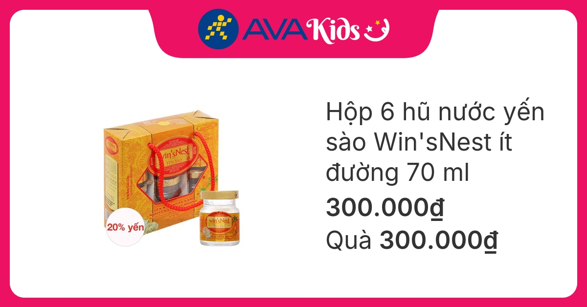 Hộp 6 hũ nước yến sào Win'sNest vị nhân sâm ít đường 70 ml (từ 3 tuổi)