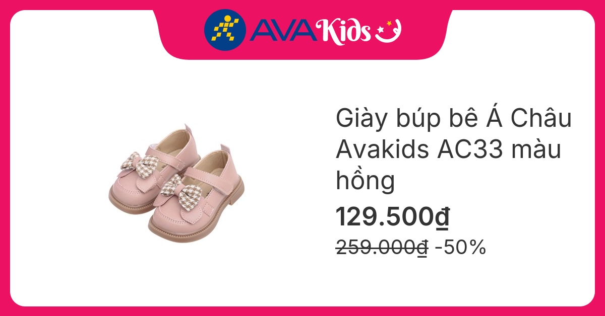 Giày búp bê cho bé Á Châu Avakids AC33 màu hồng