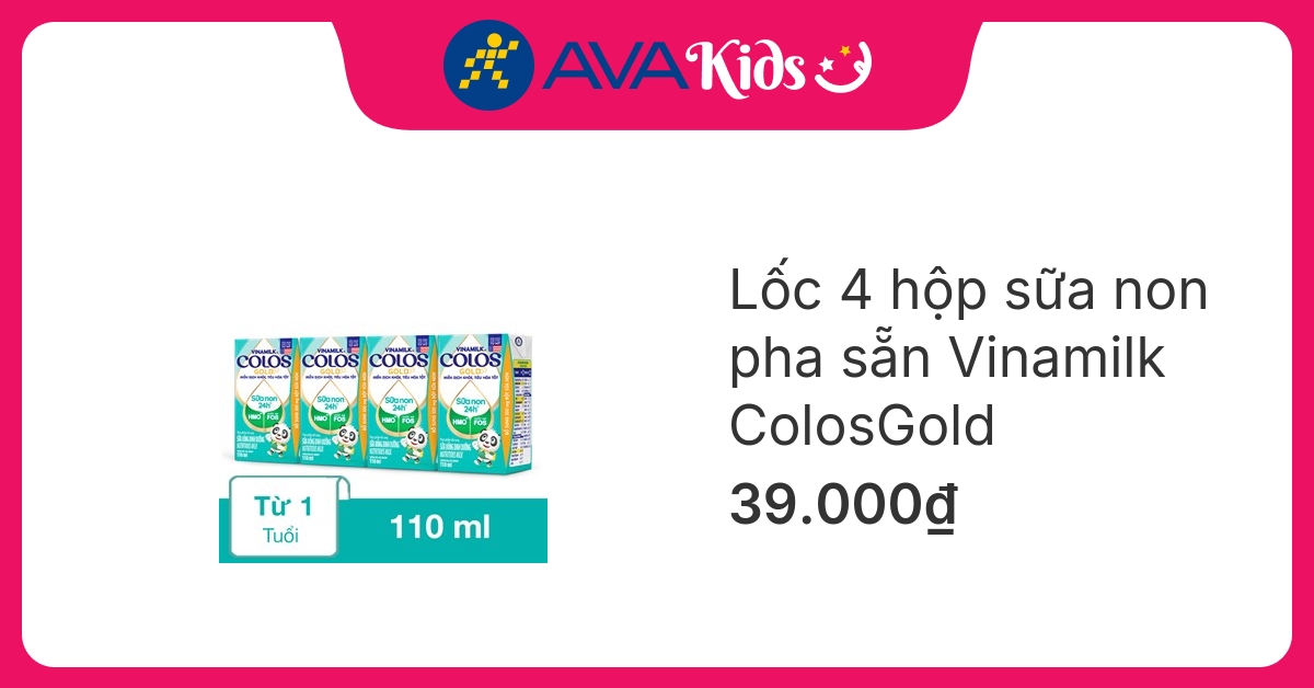 Lốc 4 hộp sữa non pha sẵn Vinamilk ColosGold 110 ml (từ 1 tuổi)