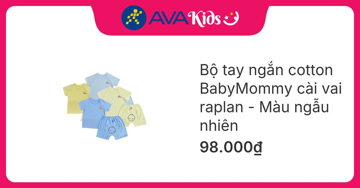 Bộ tay ngắn cài vai raplan BabyMommy hover