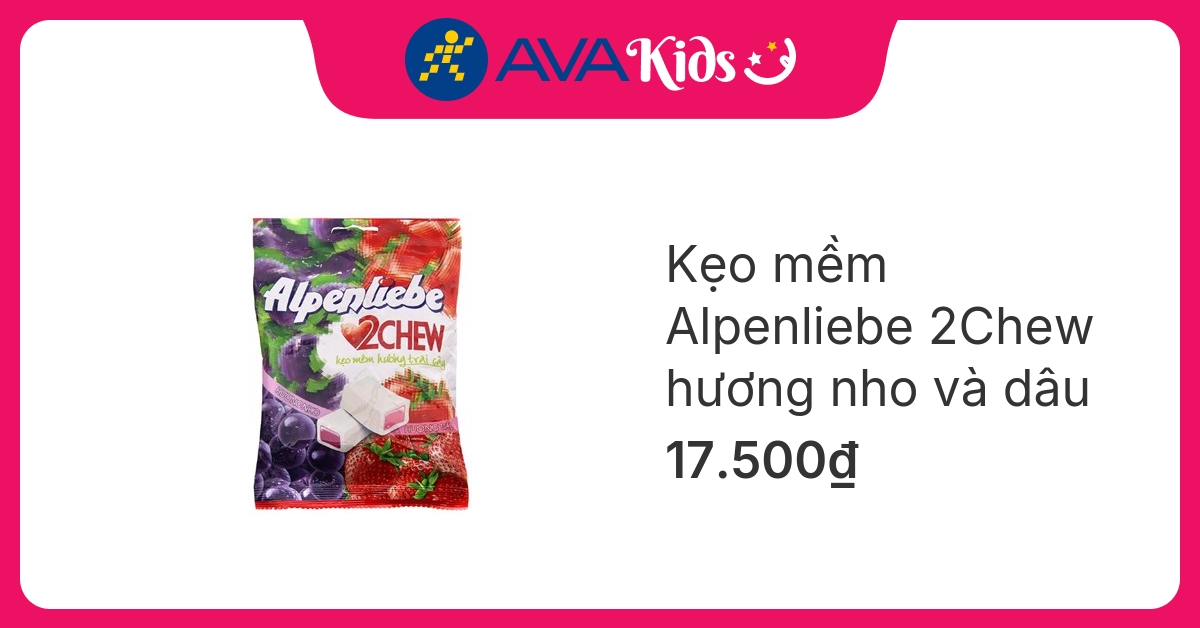 Kẹo mềm Alpenliebe 2Chew hương nho và dâu gói 87.5g (từ 3 tuổi)