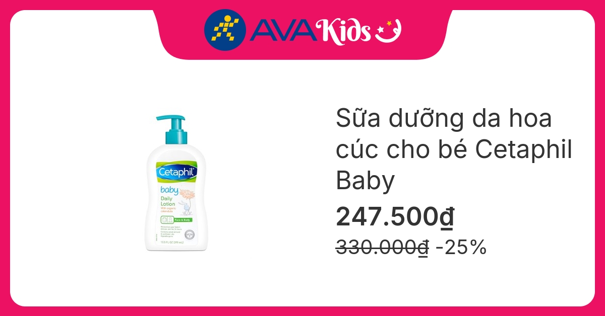 Sữa dưỡng da chiết xuất hoa cúc cho bé Cetaphil Baby Daily Lotion 399 ml