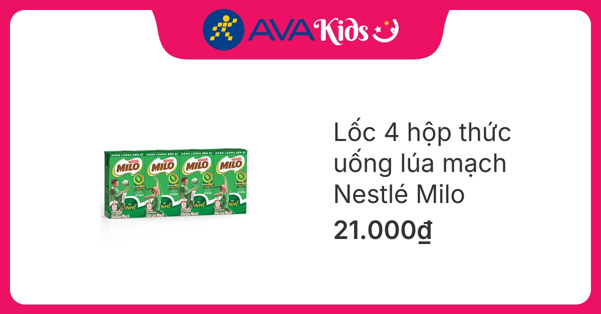 Lốc 4 hộp thức uống lúa mạch Nestlé Milo 110 ml (từ 2 tuổi)