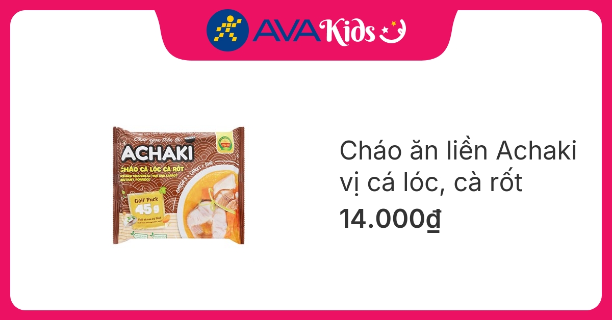 Cháo ăn liền Achaki vị cá lóc, cà rốt gói 72g (từ 1 tuổi) hover