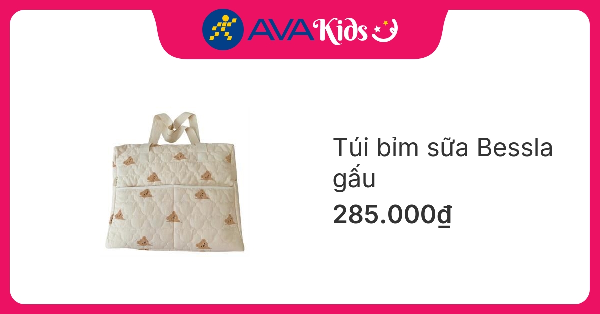 Túi bỉm sữa Bessla 5 ngăn gấu