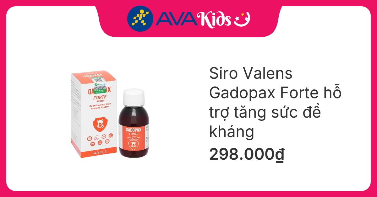 Siro Valens Gadopax Forte hỗ trợ tăng sức đề kháng hương táo, 100 ml dạng uống (từ 0 tháng)