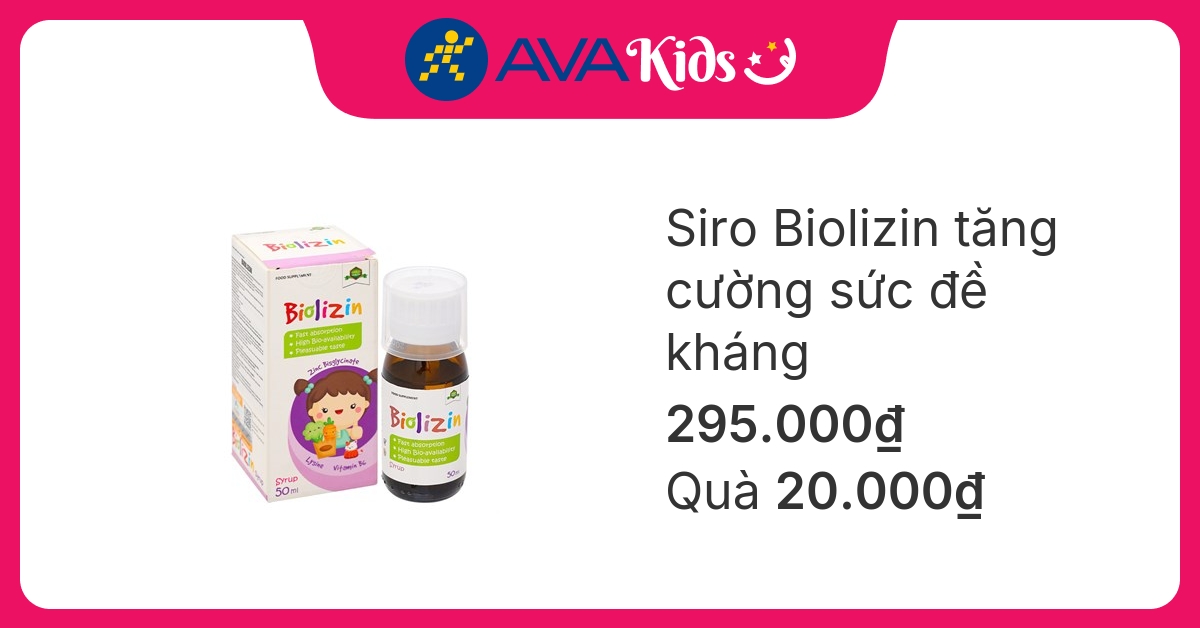 Siro Biolizin tăng cường sức đề kháng hương đào, 50 ml dạng uống (từ 3 tháng)