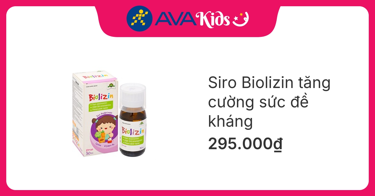 Siro Biolizin tăng cường sức đề kháng hương đào, 50 ml dạng uống (từ 3 tháng)