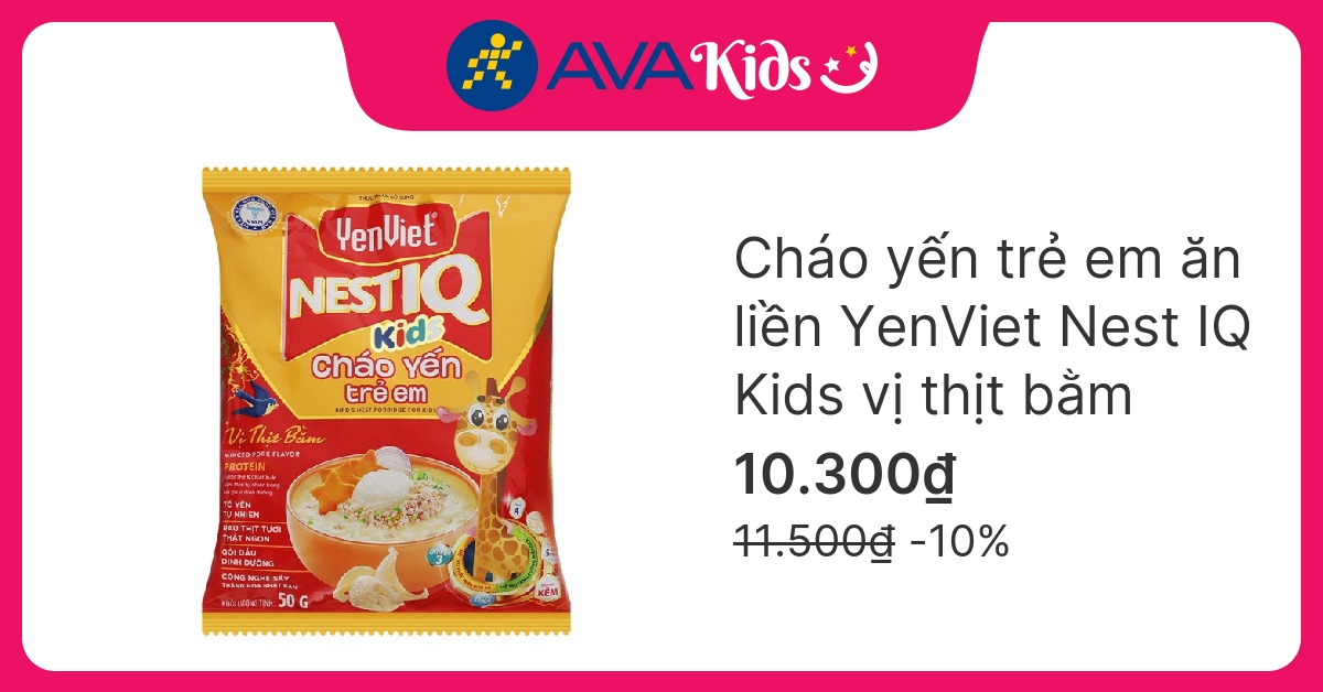 Cháo yến trẻ em ăn liền YenViet Nest IQ Kids vị thịt bằm gói 50g (từ 1 tuổi) hover