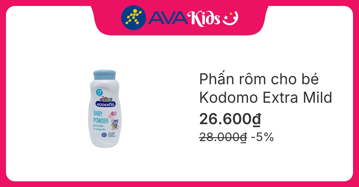Phấn rôm cho bé Kodomo Extra Mild 160g