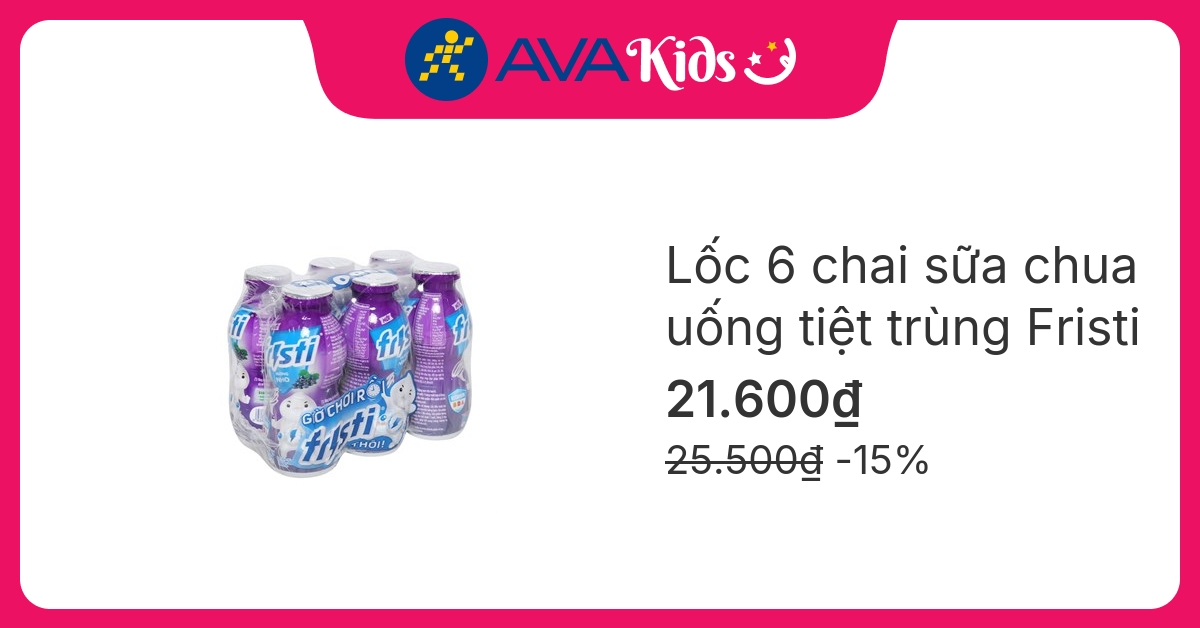 Lốc 6 chai sữa chua uống tiệt trùng Fristi vị nho 80 ml (từ 1 tuổi)