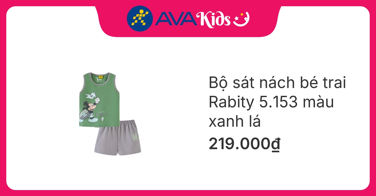Bộ sát nách bé trai Rabity 5.153 màu xanh lá