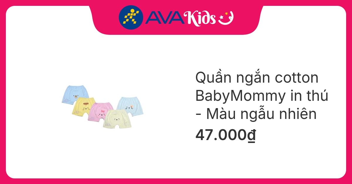 Quần ngắn màu in thú BabyMommy hover