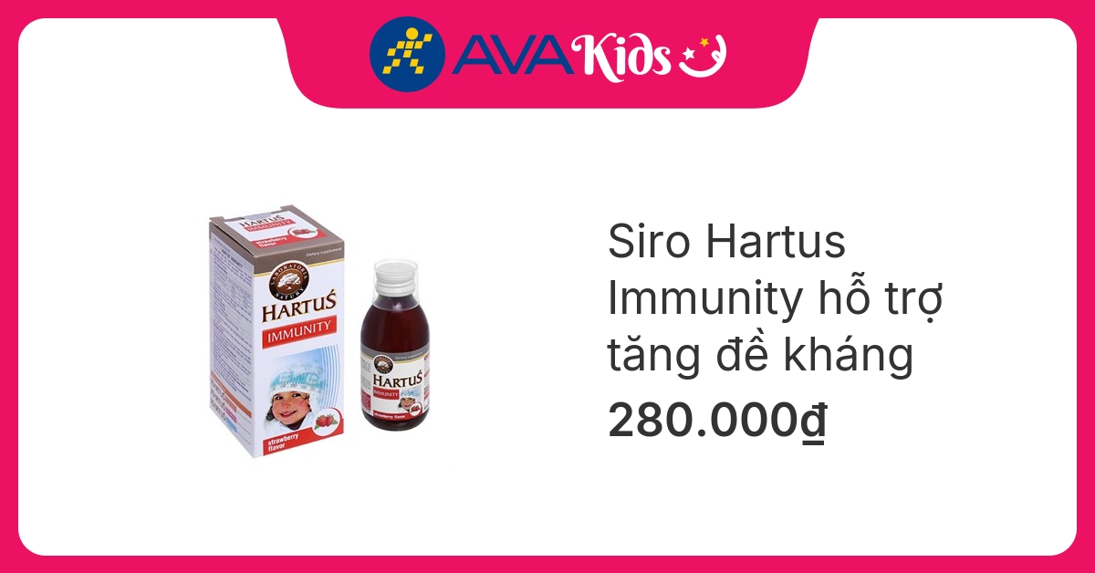 Siro Hartus Immunity hỗ trợ tăng đề kháng hương dâu, 150 ml dạng uống (từ 4 tháng)