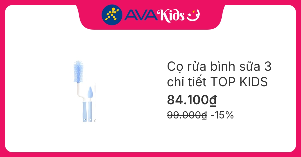 Cọ rửa bình sữa 3 chi tiết TOP KIDS