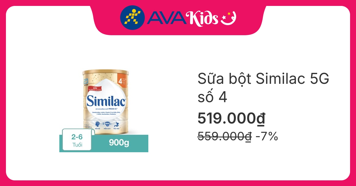 Sữa bột Similac 5G số 4 900g (2 - 6 tuổi)