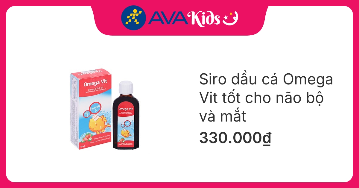 Siro dầu cá Omega Vit tốt cho não bộ và mắt hương dâu, 100 ml dạng uống (từ 0 tháng)