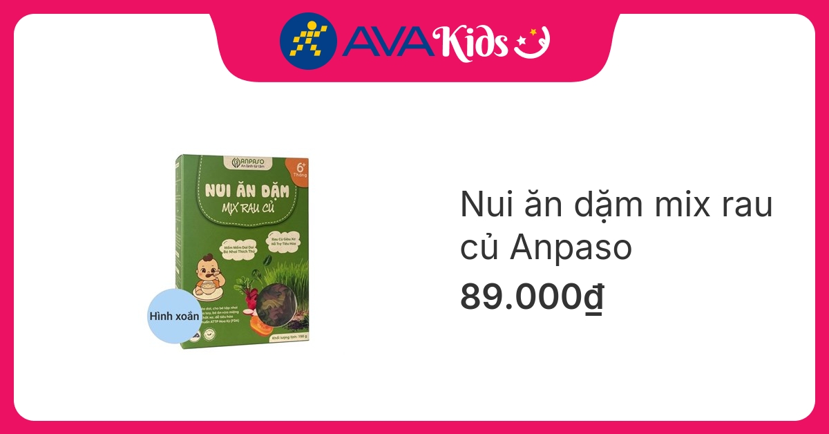 Nui ăn dặm mix rau củ Anpaso hình xoắn 150g (từ 6 tháng)