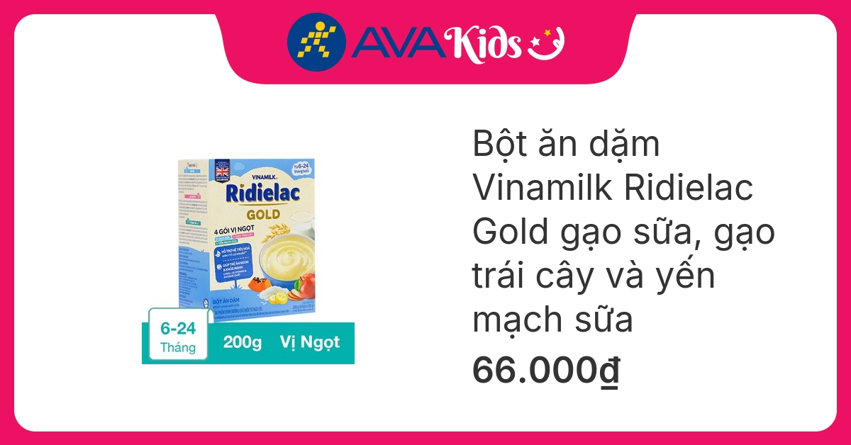 Bột ăn dặm Vinamilk Ridielac Gold 3 vị ngọt hộp 200g (6 - 24 tháng)
