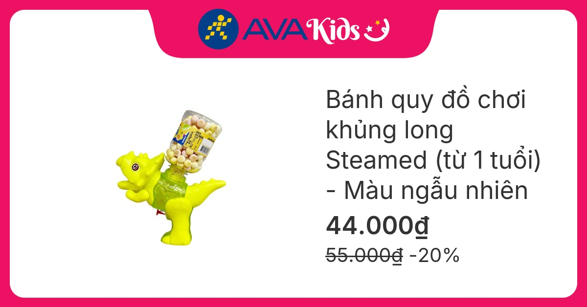 Bánh quy đồ chơi khủng long Steamed vị trứng hũ 50g (từ 1 tuổi) - Màu ngẫu nhiên