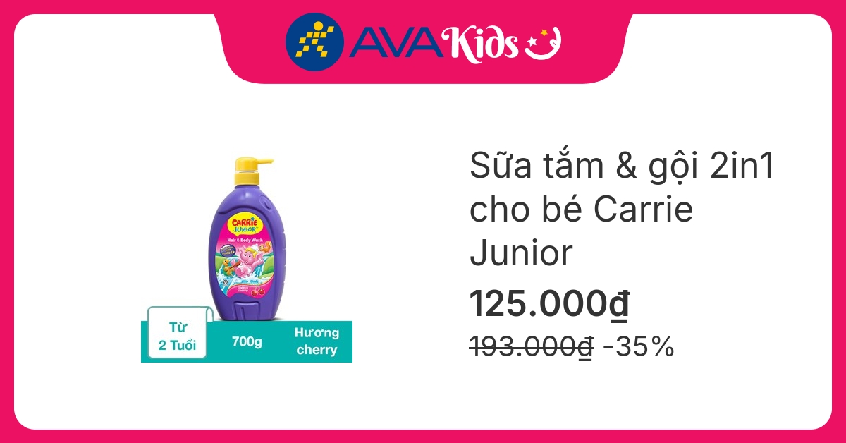 Sữa tắm & gội 2in1 cho bé Carrie Junior hương Cherry 700g (từ 2 tuổi)