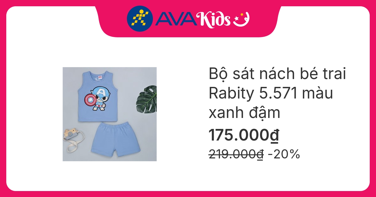 Bộ sát nách bé trai Rabity 5.571 màu xanh đậm