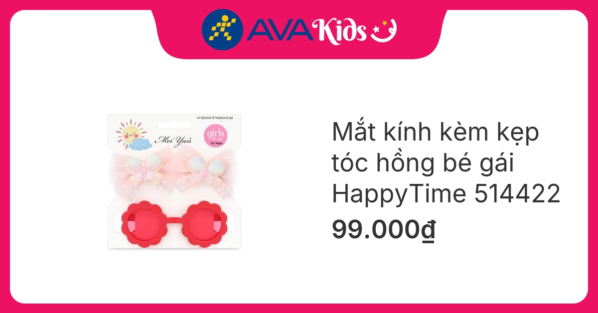 Mắt kính kèm kẹp tóc hồng bé gái HappyTime 514422
