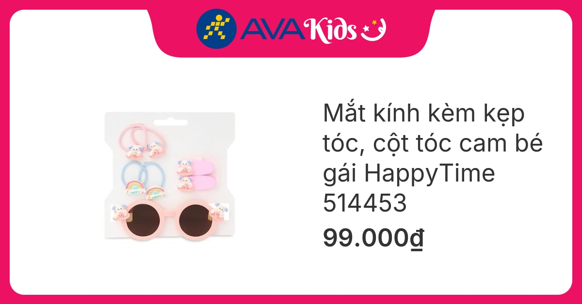 Mắt kính kèm kẹp tóc, cột tóc cam bé gái HappyTime 514453