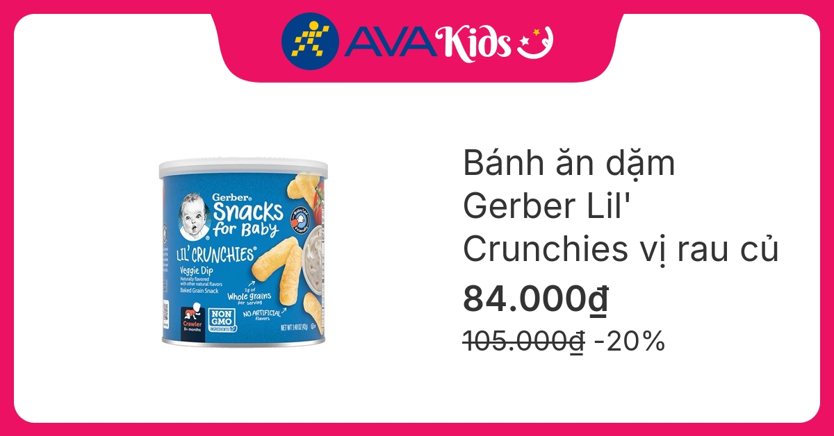 Bánh ăn dặm Gerber Lil' Crunchies vị rau củ lon 42g (từ 8 tháng)