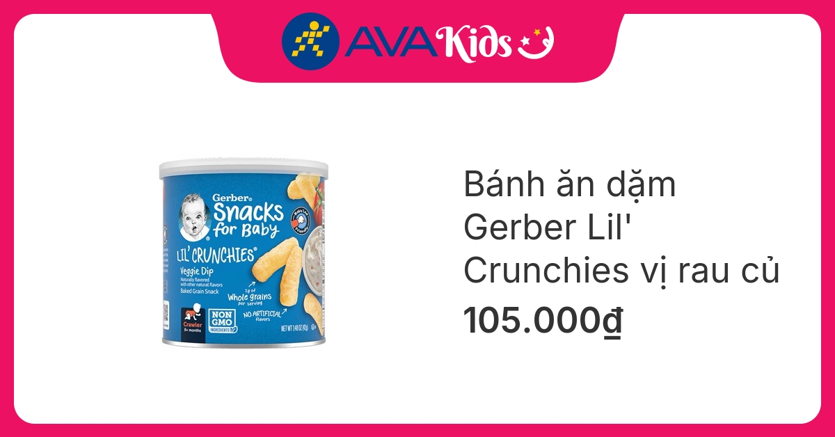 Bánh ăn dặm Gerber Lil' Crunchies vị rau củ lon 42g (từ 8 tháng)