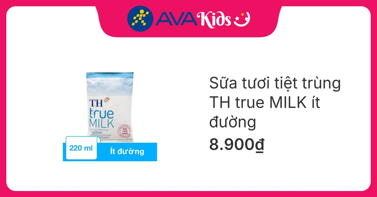 Sữa tươi tiệt trùng TH true MILK ít đường 220 ml (từ 1 tuổi)