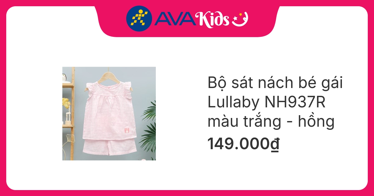 Bộ sát nách bé gái Lullaby NH937R màu trắng - hồng