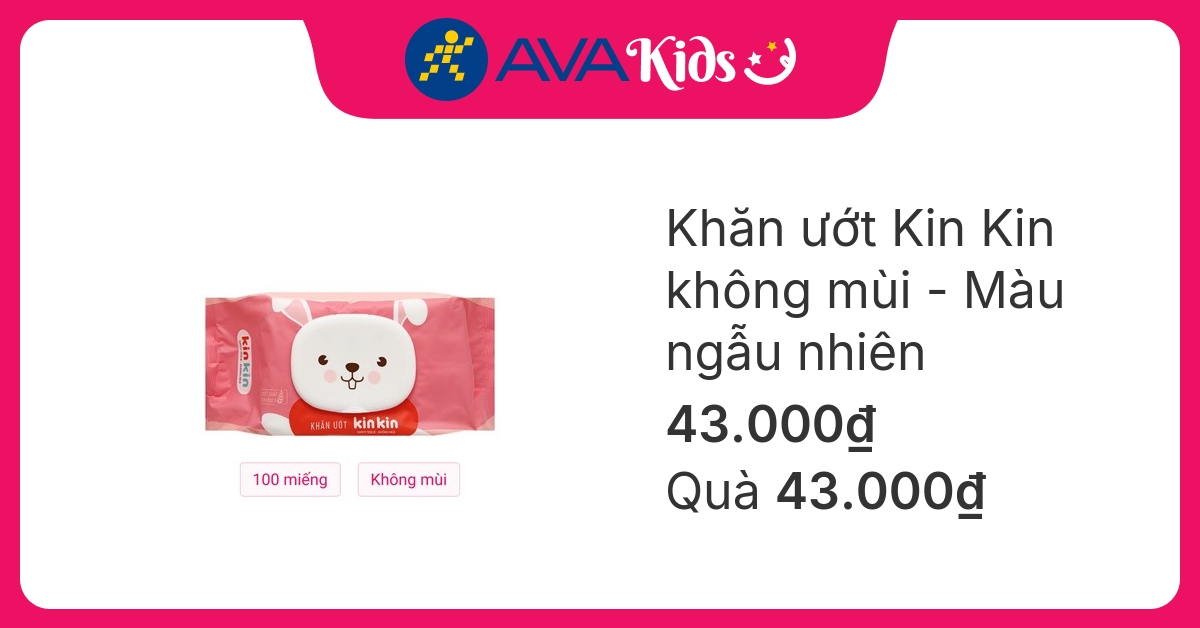 Khăn ướt Kin Kin không mùi gói 100 miếng - Màu ngẫu nhiên