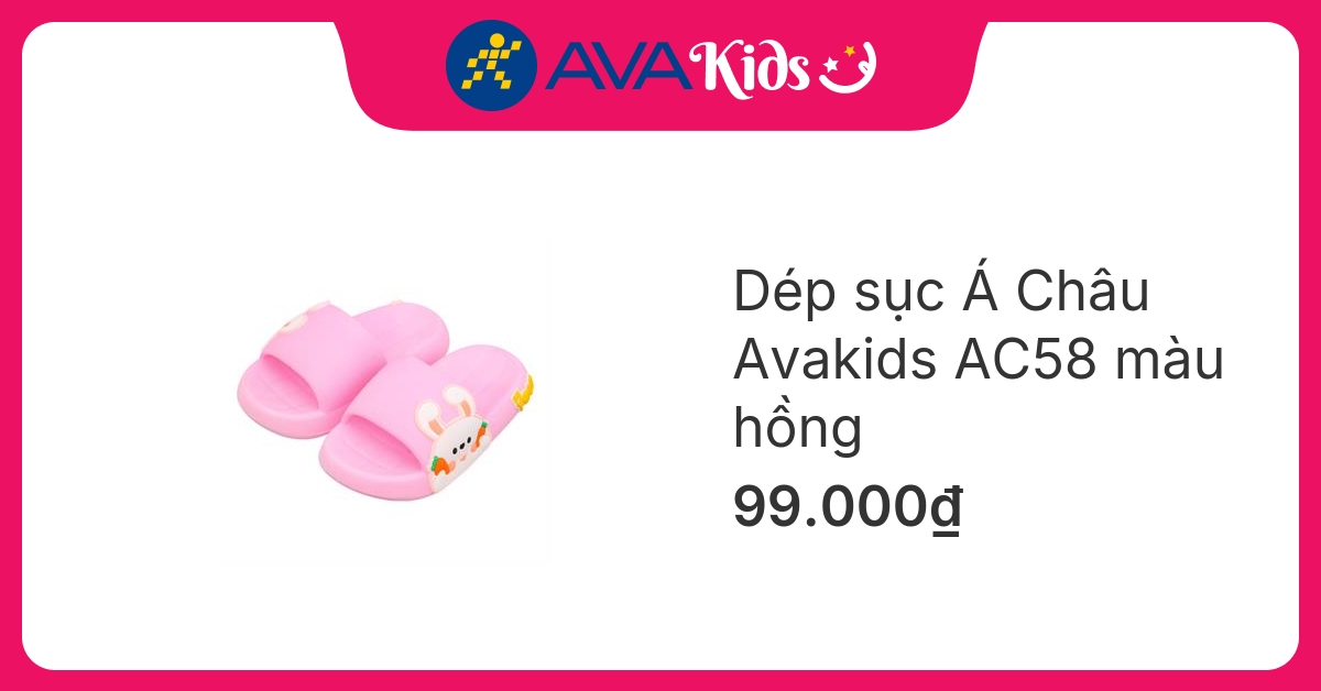 Dép sục cho bé Á Châu Avakids AC58 màu hồng