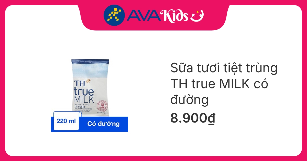 Sữa tươi tiệt trùng TH true MILK có đường 220 ml (từ 1 tuổi)