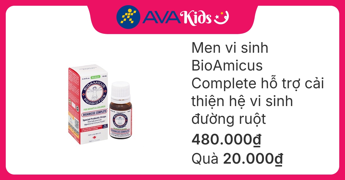Men vi sinh BioAmicus Complete hỗ trợ cải thiện hệ vi sinh đường ruột, 10 ml dạng nhỏ giọt (từ 0 tháng)