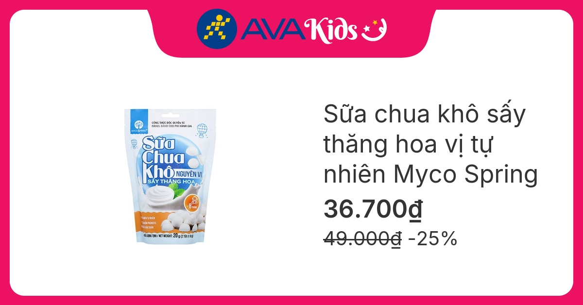 Sữa chua khô sấy thăng hoa vị tự nhiên Myco Spring gói 20g (từ 8 tháng)