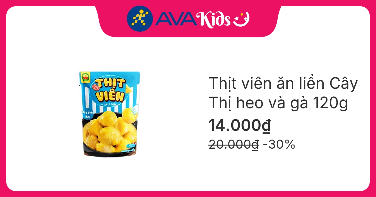 Thịt viên ăn liền Cây Thị heo và gà xốt phô mai 120g (từ 2 tuổi)