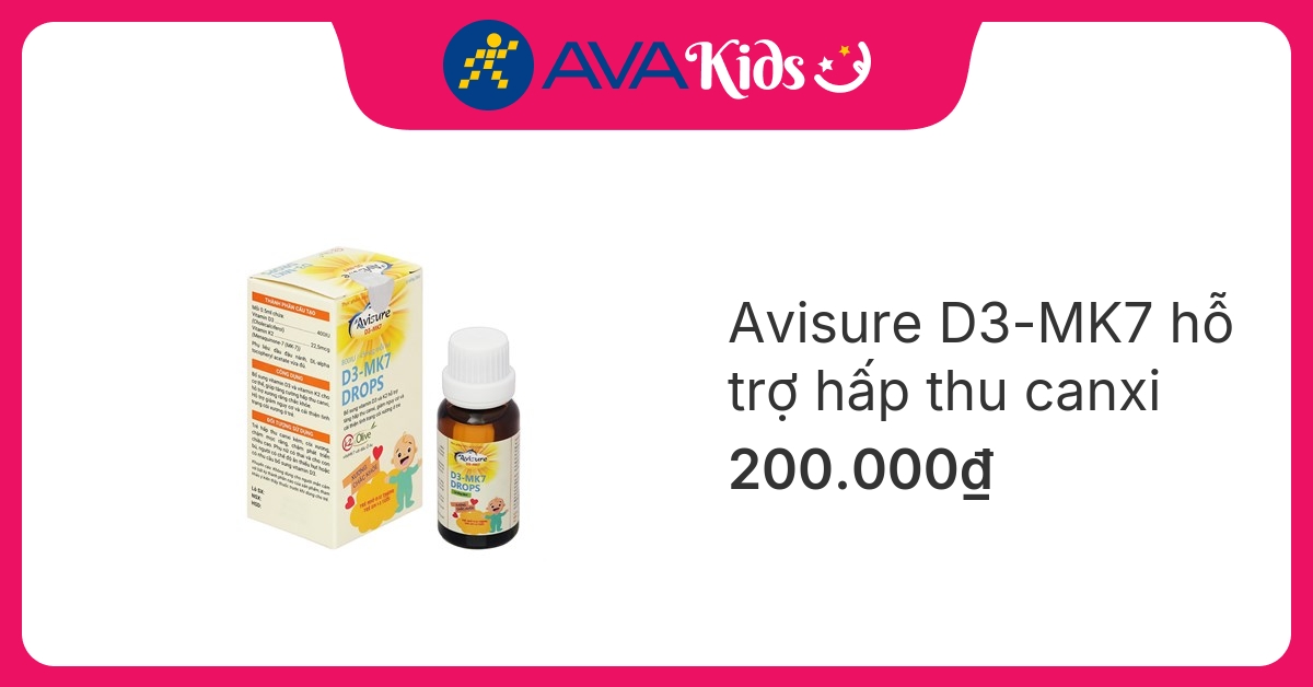 Avisure D3-MK7 hỗ trợ hấp thu canxi, 20 ml dạng nhỏ giọt (từ 0 tháng)