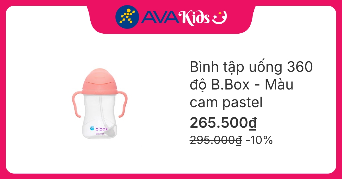 Bình tập uống 360 độ B.Box 521 240 ml - Màu cam pastel (từ 6 tháng)