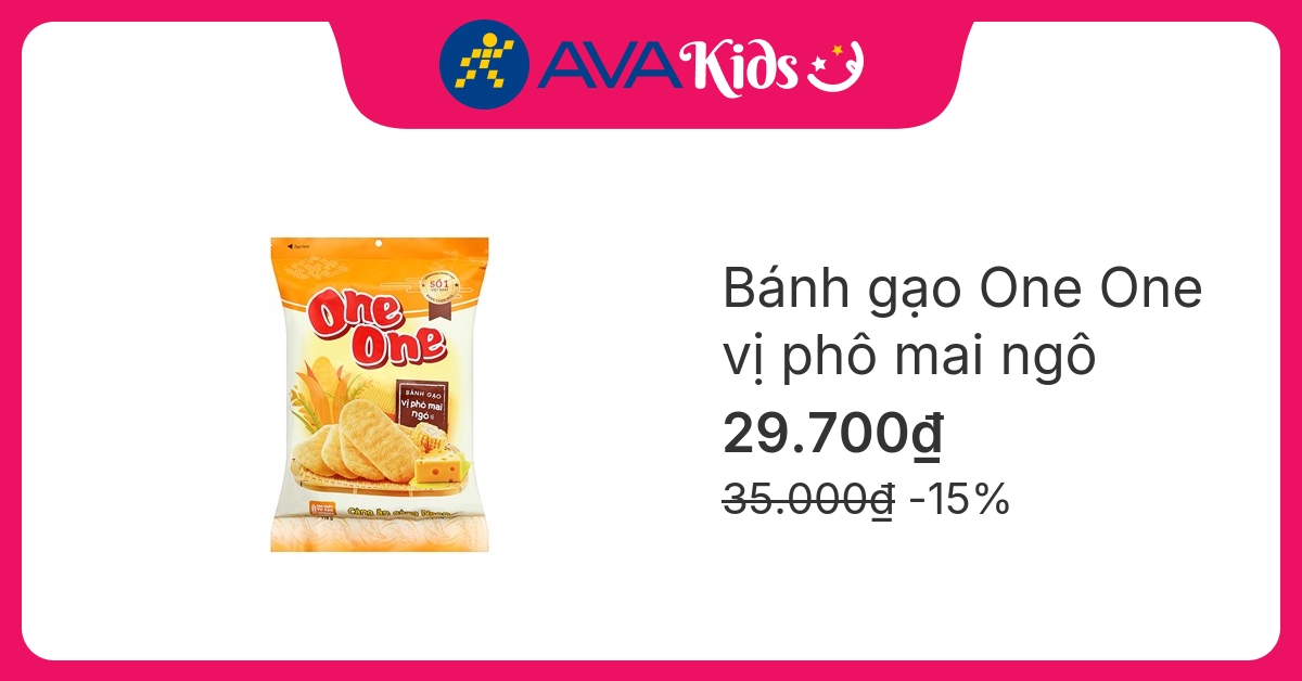 Bánh gạo One One vị phô mai ngô gói 118g (từ 1 tuổi)