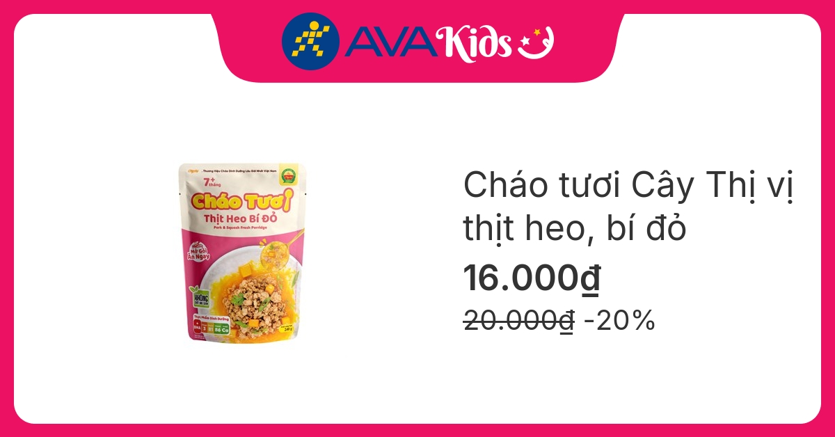 Cháo tươi Cây Thị vị thịt heo, bí đỏ gói 240g (từ 7 tháng) hover