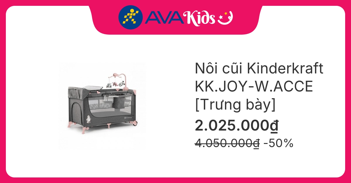 Nôi cũi Kinderkraft KK.JOY-W.ACCE (từ 0 tháng) [Hàng trưng bày - không kèm thùng]
